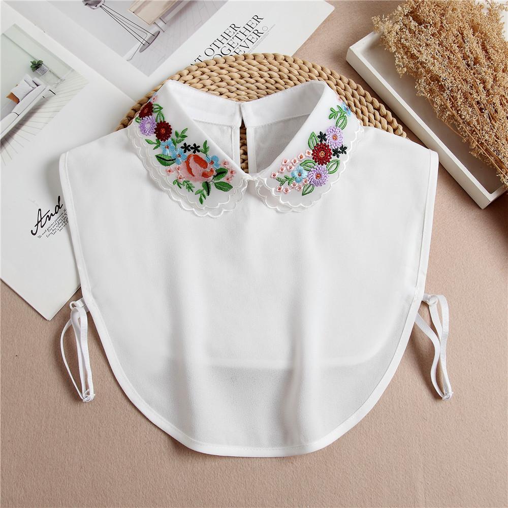 Модная женская рубашка с вышивкой, съемный воротник, Mujer Faux Cols, белый свитер, ложный воротник, лацкан, рубашка, блузка, съемный EMA one side белый