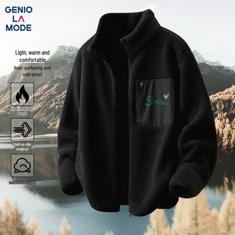 Мужская куртка из плотного двустороннего флиса GENIOLAMODE M чёрный JDST online