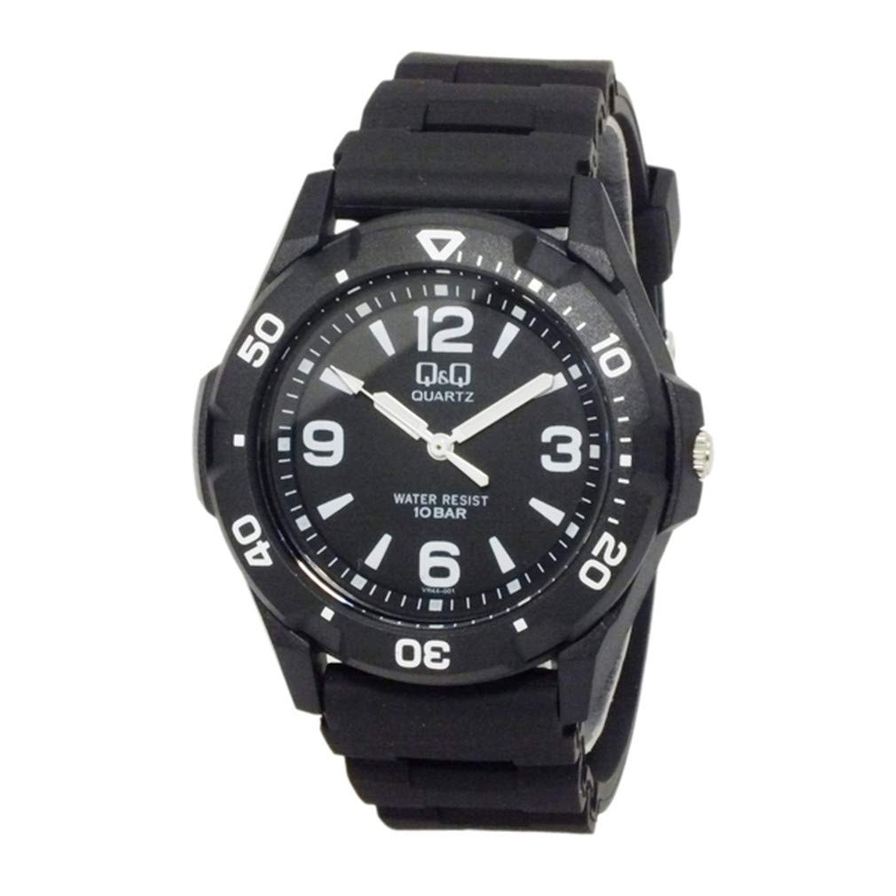 Мужские аналоговые водонепроницаемые наручные часы Citizen Q&Q VR44-001 с уретановым ремешком, черные gray RURI Japan product
