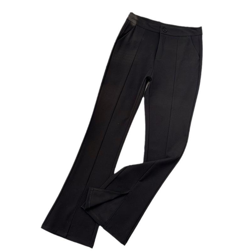 Radish Uncle Black Split Bell Bottoms Female Summertime Thin High Waist Slim Straight Pants Micro Relaxed Pants S чёрный PP1