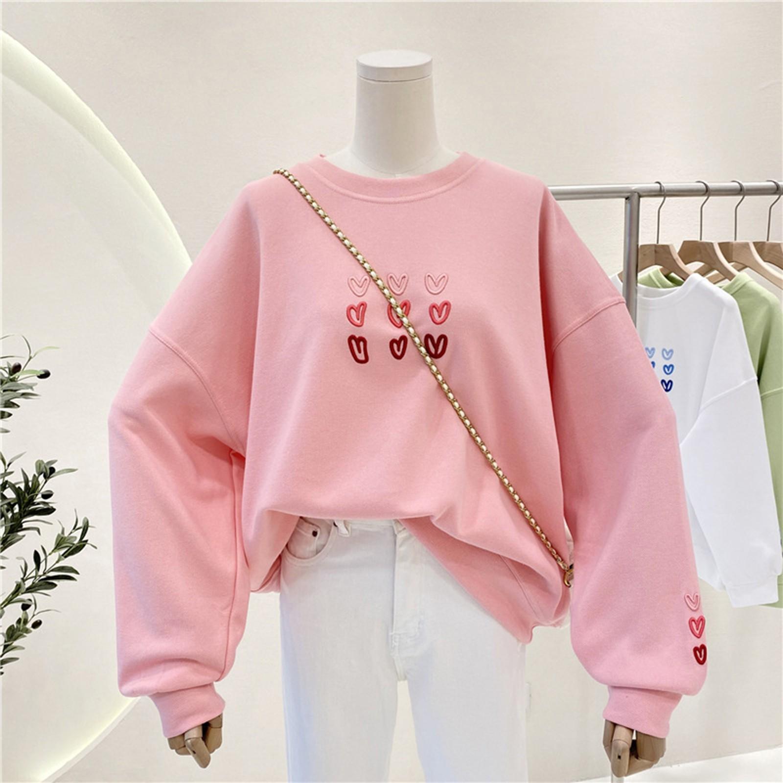 Женская весенняя вышитая толстовка с капюшоном Love Loose Top L розовый DONOTTAG