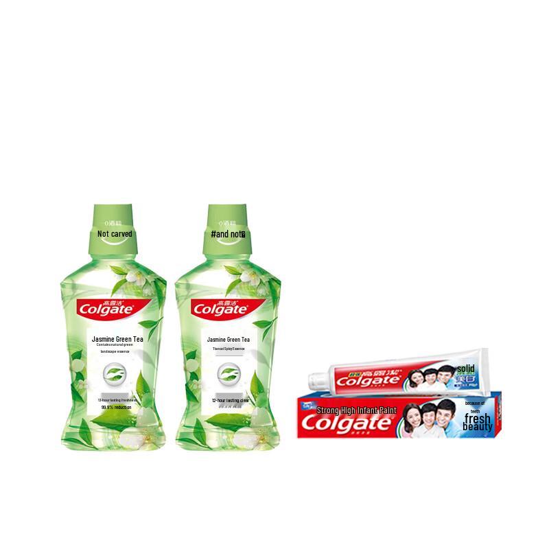 Набор: Ополаскиватель для рта и зубная паста Colgate с жасмином и зеленым чаем beige