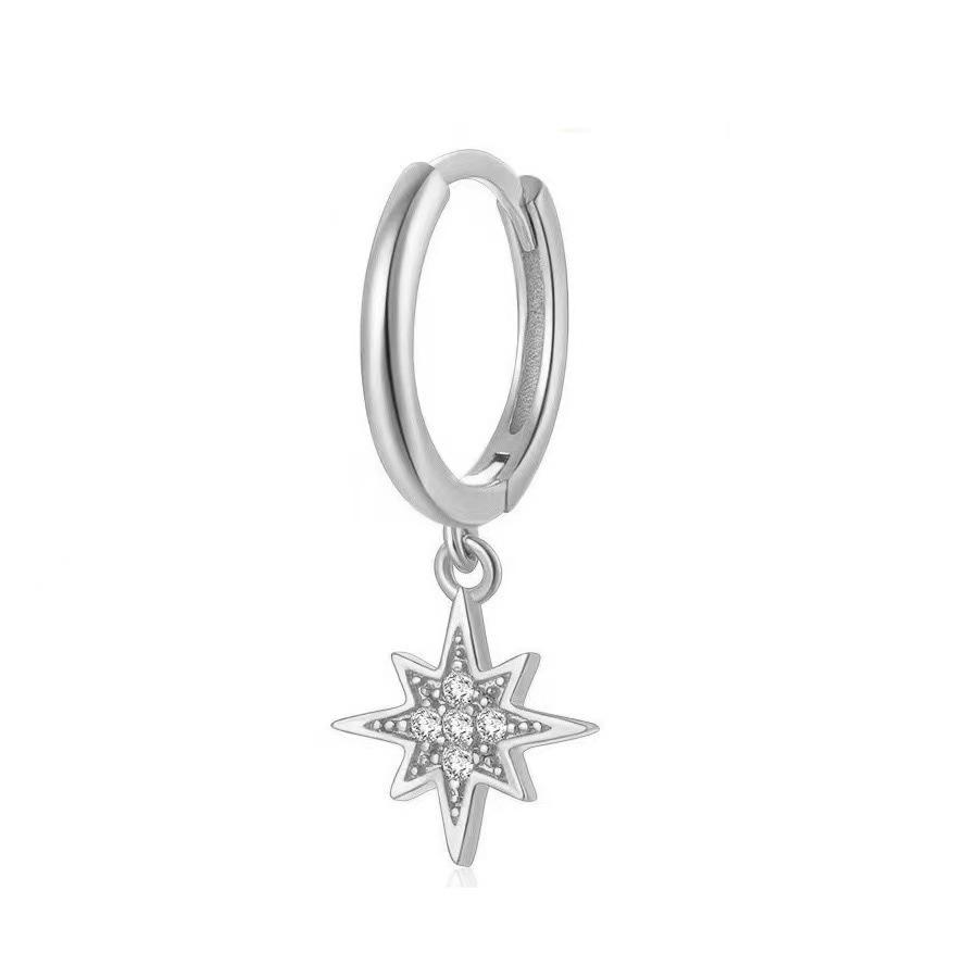 Серьги Starburst из стерлингового серебра 925 пробы, модные серьги-кольца, белые кристаллы, роскошные женские серебряные серьги, свадебные женские украшения, подарок white Rose Accessories