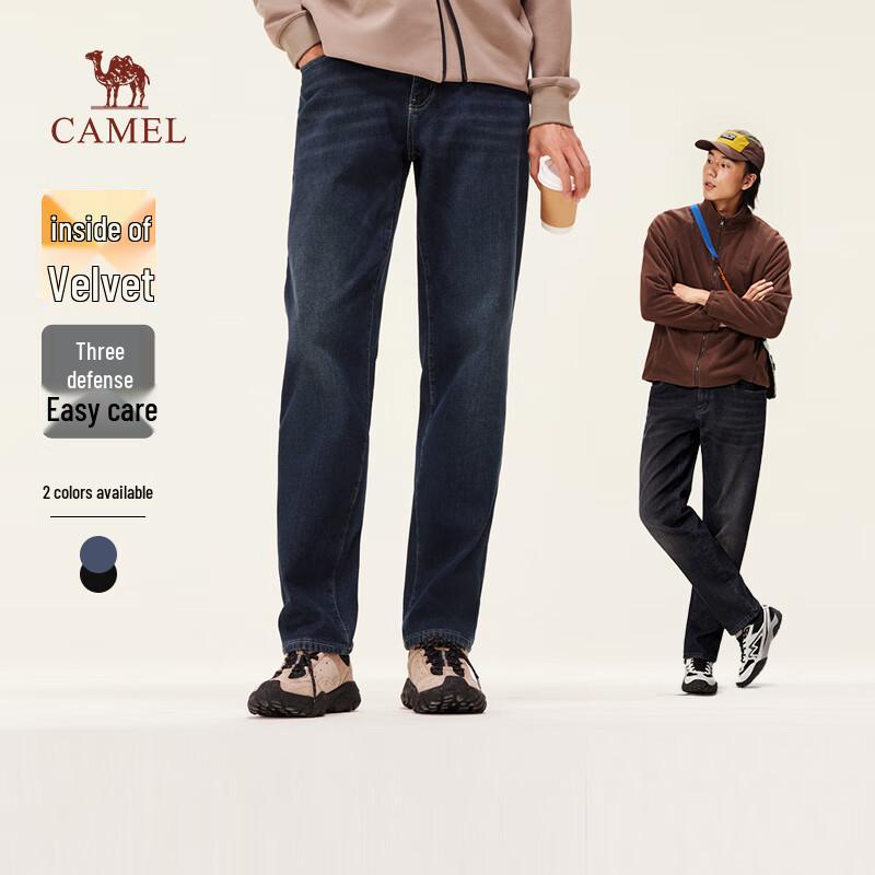 CAMEL Мужские прямые джинсы с флисовой подкладкой, выстиранные M13CAJB091 32 black