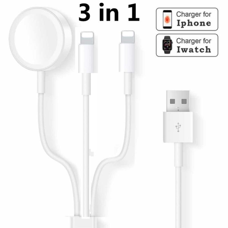 Беспроводное зарядное устройство 3 в 1 для Apple Watch Series 1 2 3 4 USB-кабель с магнитным зарядным устройством для iPhone 5 6 7 белый lanle