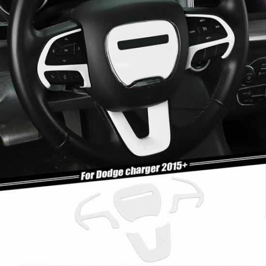 Steering Wheel Panel Cover Decor Trim For Dodge Challenger/Charger 2015+ White black XiaTrading Company