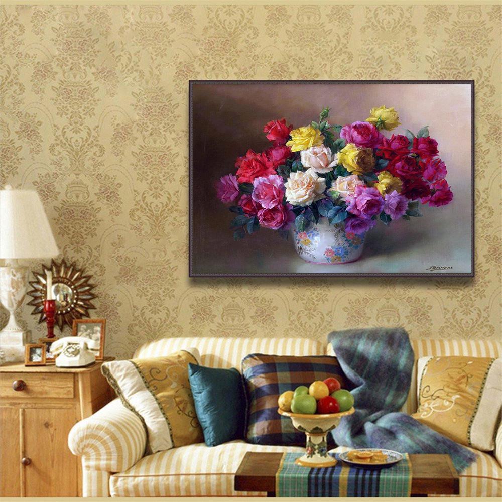 HUACAN 5D DIY Алмазная картина Красочная роза Вышивка крестом Наборы стразов Full square 25*30 cm black