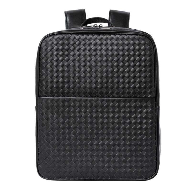 Мужской тканый рюкзак Baothead Layer Cowhide Backpack, модная большая вместимость, деловая сумка высокого класса для мужчин, сумка для компьютера чёрный VIA ROMA
