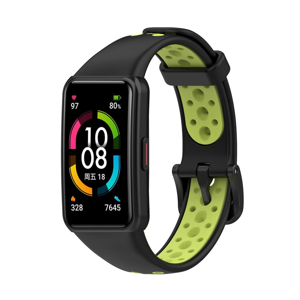 Совместимость с Huawei Band 6 для Honor Band 6 TPU водонепроницаемый ремешок для часов двойной цвет black GoolRC