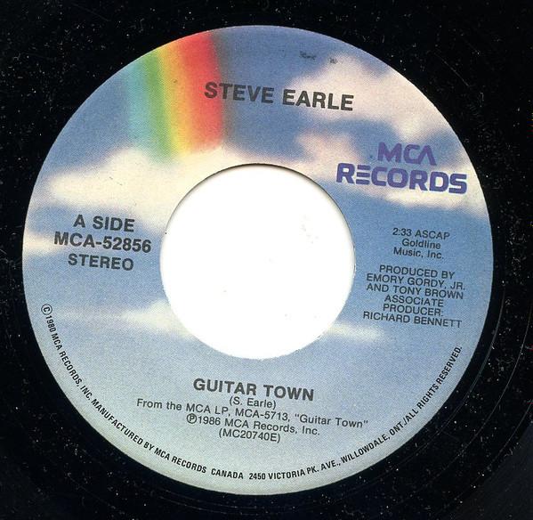 7inch Record STEVE EARLE - Guitar Town MCA52856 MCA Records 1986 Canada Folk Used white RecordCityJP