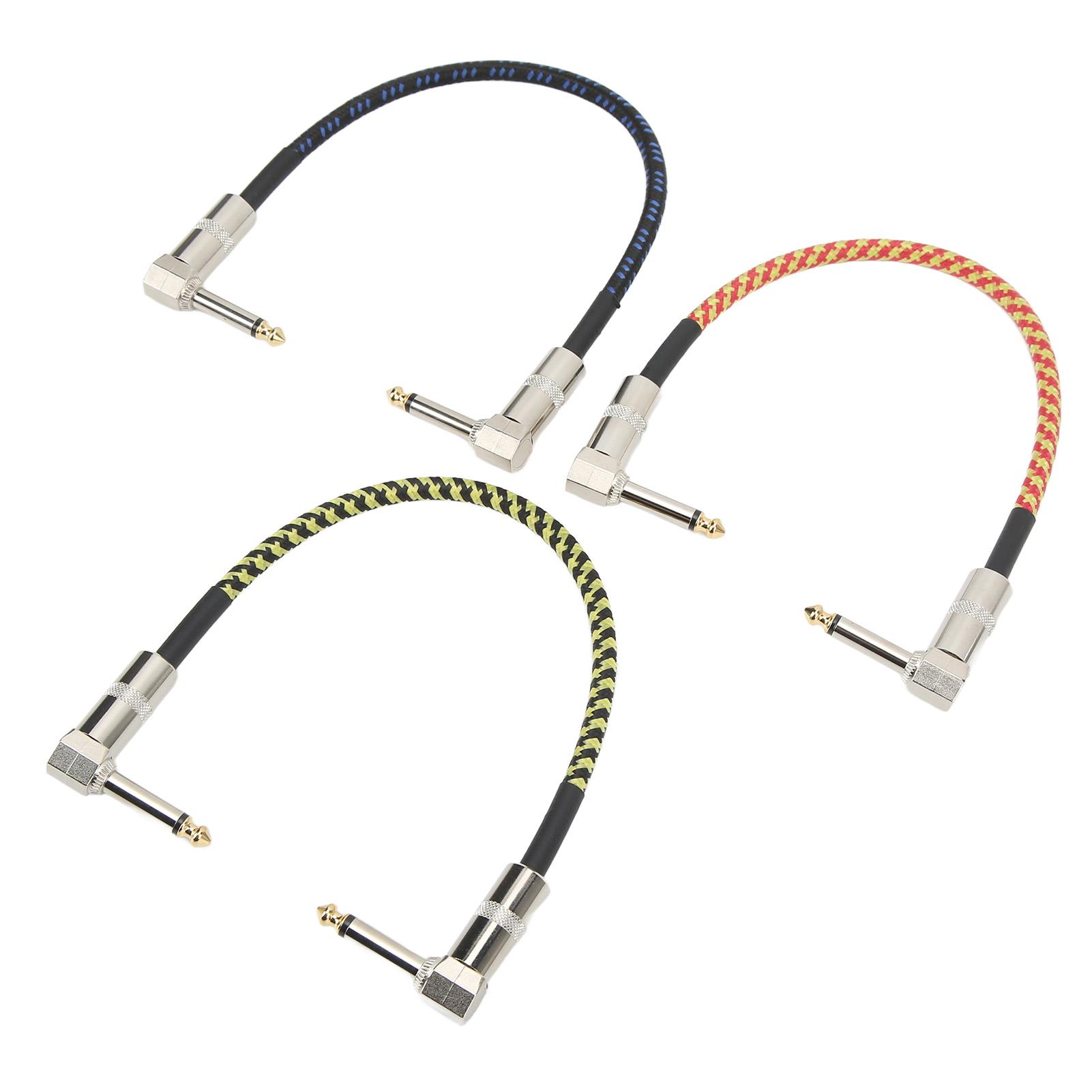 3Pcs Guitar Patch Cables Nylon Metal Braided Low Noise Cable for Instrument Effects white CosyHome