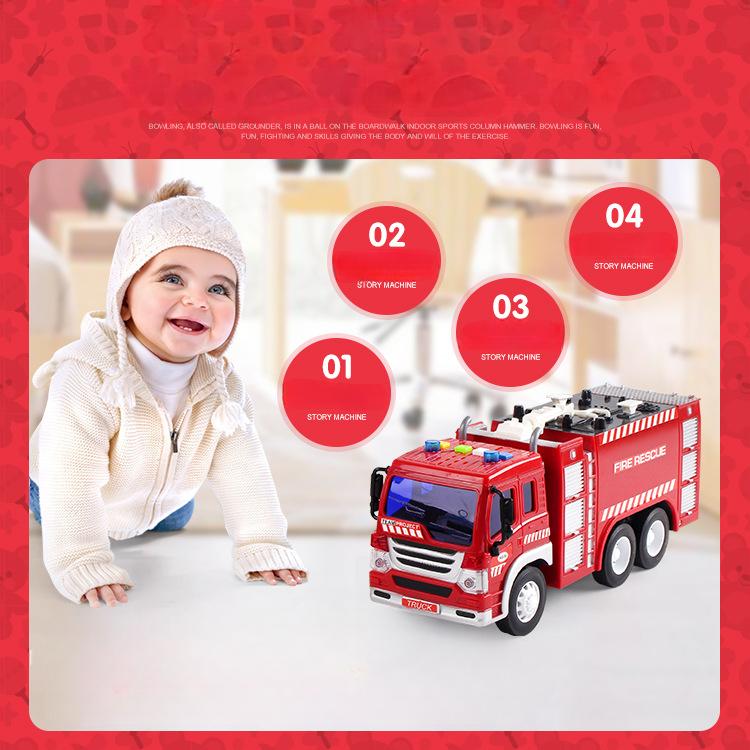 Multifunctional Early Education Simulation Inertia Sound And Light Music Storytelling Fire Truck Model Children S Toys 1:16 white Happy Time For kids