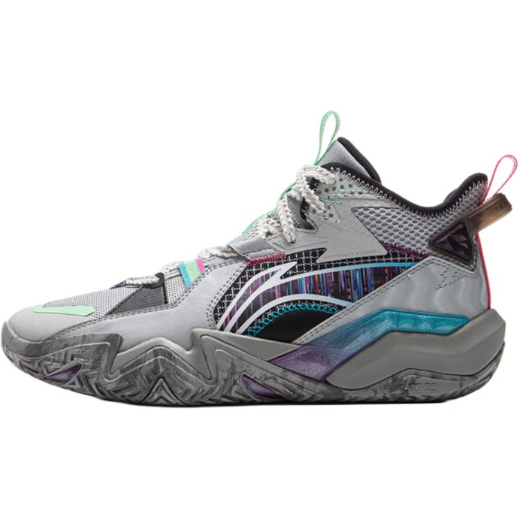 Li Ning Детские баскетбольные кроссовки из синтетической кожи, удобные, модные, нескользящие, износостойкие, средней высоты, YKBU090-3 40 gray Li-Ning