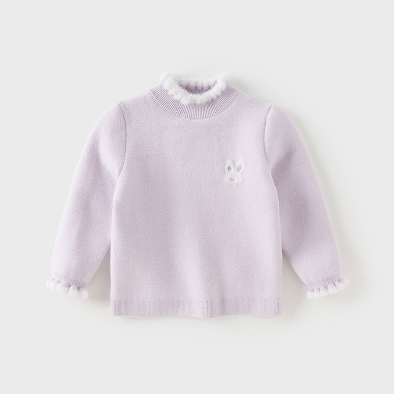 David Bella Girls  Half-Turtleneck Sweater 2026 Winter New Style Medium and Large Children s Class a Knitted Sweater Children s Top Lilac [Ready Stock] 100 gray TAOMall