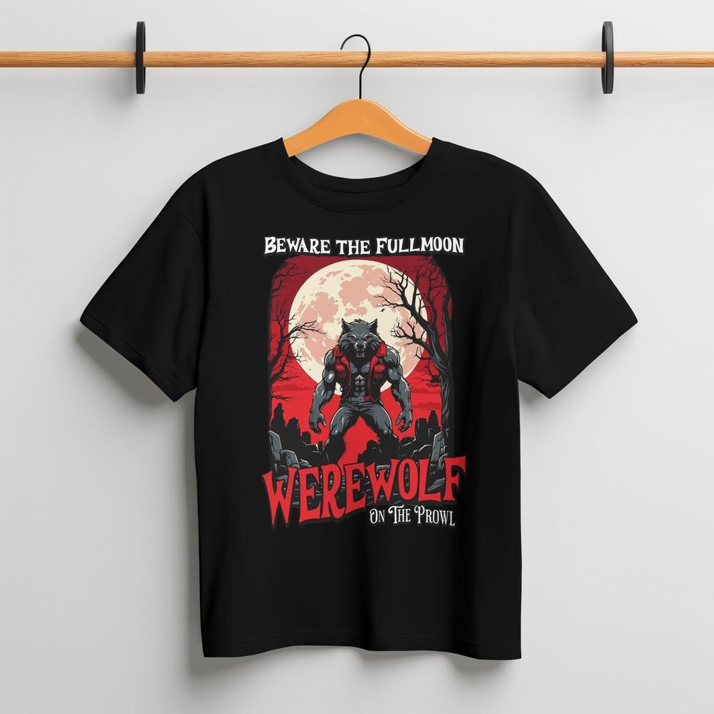 Werewolf Halloween T-shirt, Kids Halloween Costume Tee, Children s Spooky Tee XL black Timeless-Tees