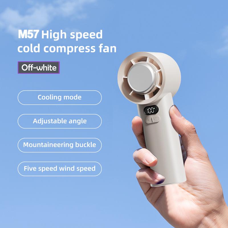 Mini Handheld Trubo Fan with Ice Compress 4000mAh USB Rechargeable High Speed Protable Fan 100 Speed Adjustment for Outdoor Use white OFFICE-MALL