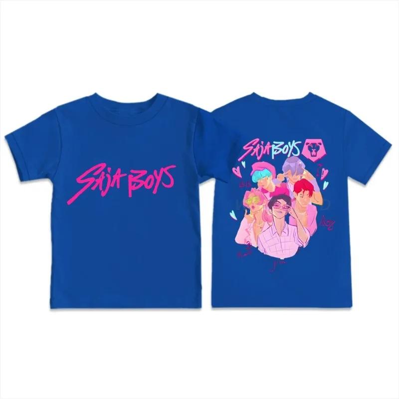 Children s T-shirt Anime Kpop Devil Hunter Print Summer Fashion Casual Boy and Girl Round Neck Short Sleeved Top 110 pink huiteng10