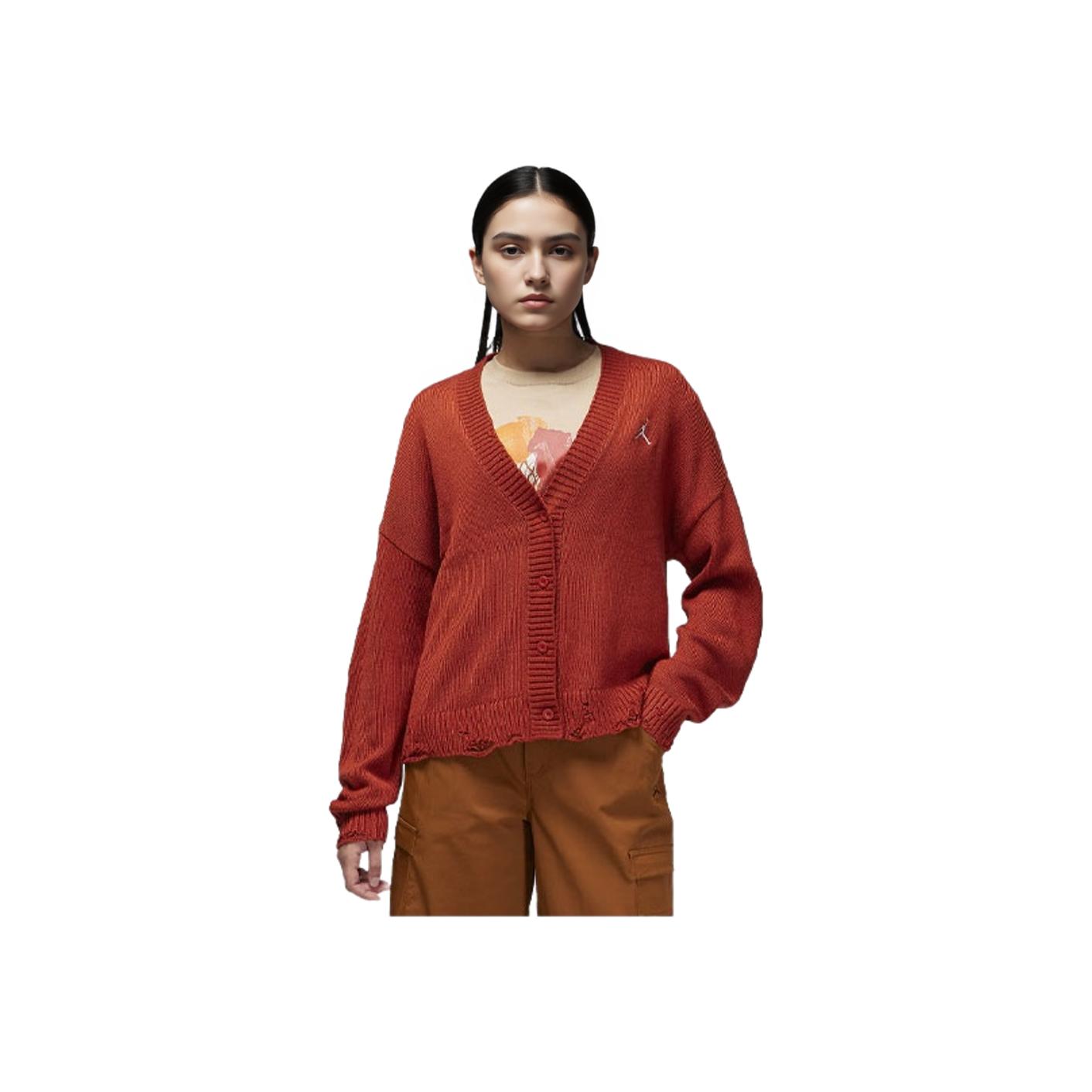 Jordan Year Of The Dragon CNY Series FW23 Свободный кардиган-свитер с однотонным логотипом Женские топы Красный FN5363-615 L brown