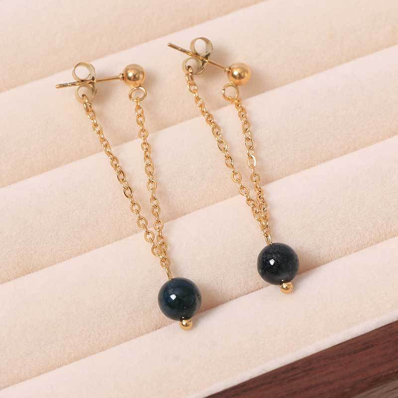 Серьги-кисточки с подвеской из натурального камня, высокого класса beige Original jewelry design