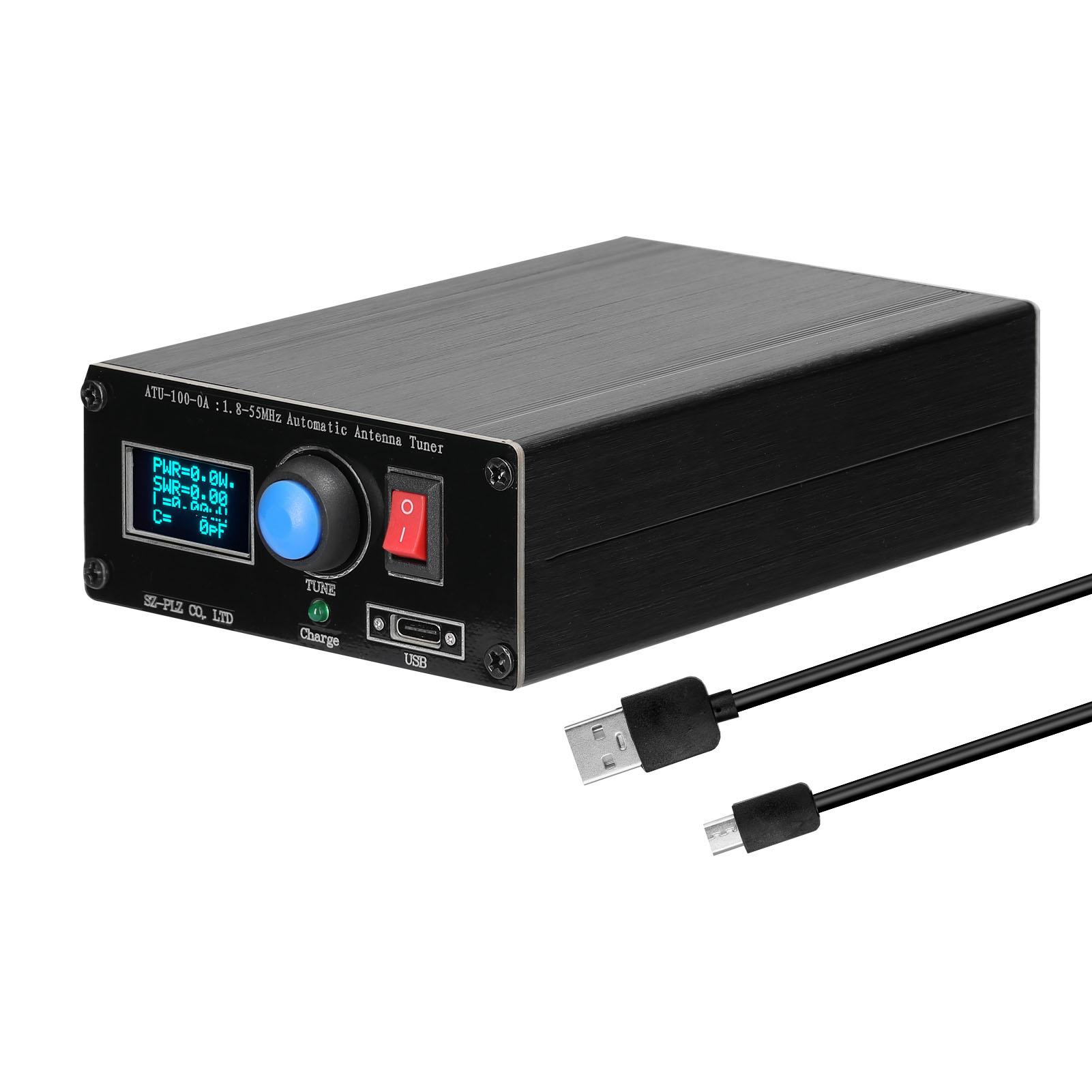 ATU-100-0A 1.8-55 МГц/30 МГц Мини Автоматический Антенный Тюнер OLED Дисплей Алюминиевый Корпус с Аккумулятором 1800 мАч ATU Антенный Тюнер gray Mellow Home