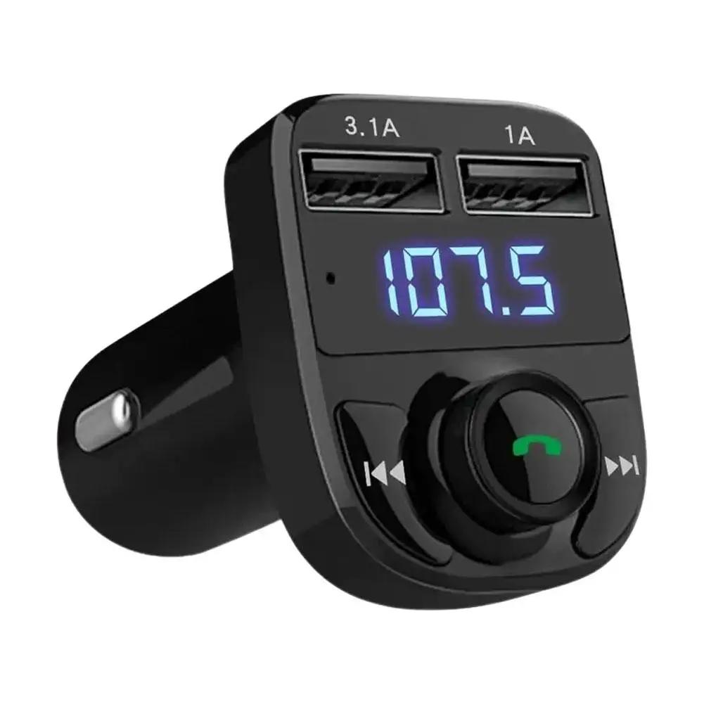 Автомобильное зарядное устройство Беспроводной Bluetooth FM-трансмиттер Громкая связь Порт Стерео Двойной вызов Приемник USB-адаптер Музыкальное зарядное устройство Радио P2A2 black Auto Gallery