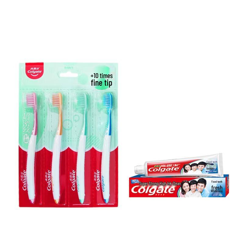 Набор: Зубная щетка Colgate Ультра-плотная Мягкая и Зубная паста High Calcium white