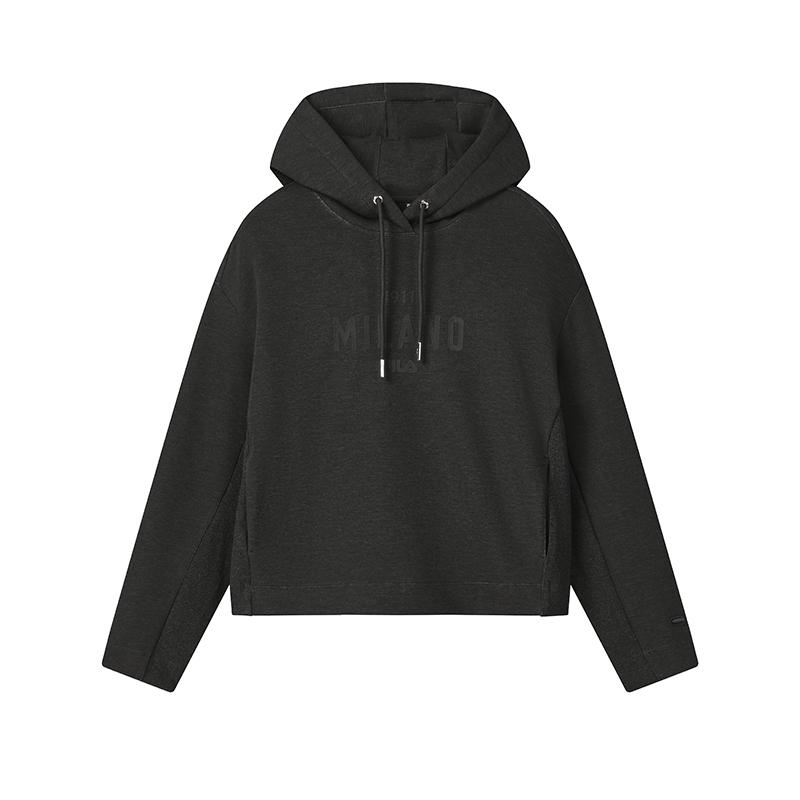 FILA Серия Milano Модный Простой Ретро Спортивный Повседневный Классический Удобный Универсальный Свободный Худи Женские худи Темно-серый меланж F11W615208FMG S black