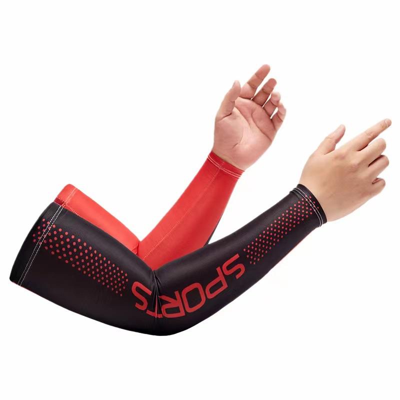 Sunscreen sleeves ice silk ice sleeves mens ice silk summer arm guards takeaway driving ice cool fishing thin arm sleeves One Size красный ddffd1