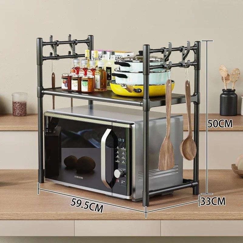Кухонная полка для микроволновой печи с крючками, водонепроницаемая и устойчивая к ржавчине, бытовая духовка, приправа, многослойный съемный органайзер для шкафа gray HOME-Auto-001