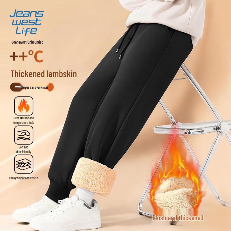 JEANSWEST LIFE Мужские зимние джоггеры на флисовой подкладке из овечьей шерсти L чёрный JDST online