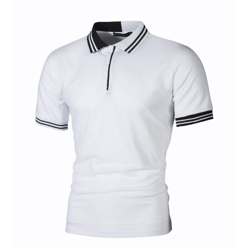 Мужские минималистичные полосатые цветные топы Blocked Slim Fit Casual Polo Cedar Men Polo Shirts S белый HerSight
