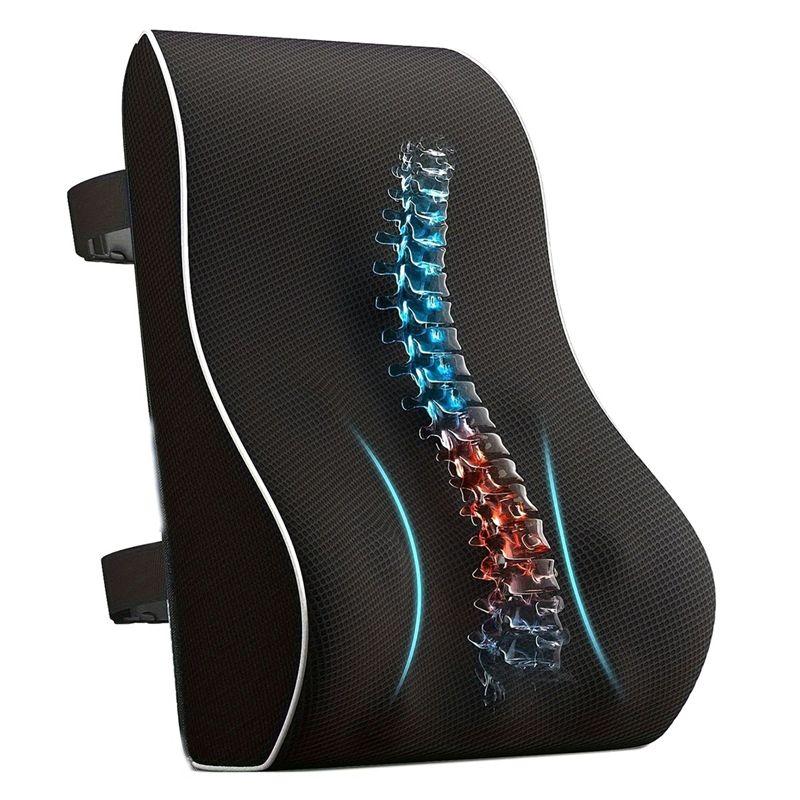 ABUL-Lumbar Support Pillow For Car Seat Memory Foam Waist Cushion Relieve Relief Back Pain Soft& Comfortable For Office Home Car чёрный Leaf Ladle