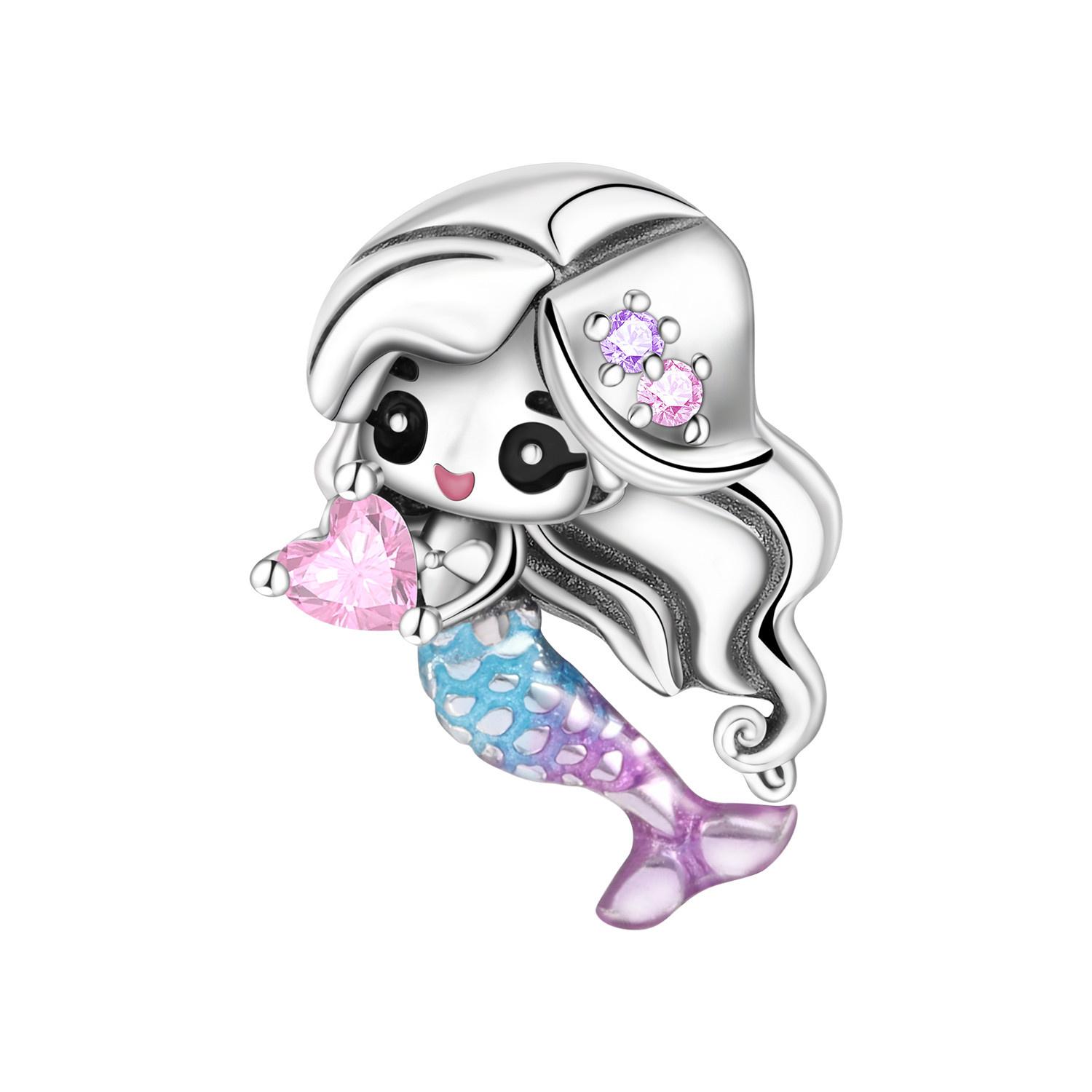 Orstarry 925 Silver Cartoon character Mermaid Original Pendants Bracelet Charms Fit Jewelry Party Beads DIY Fine Gifts white D3 market