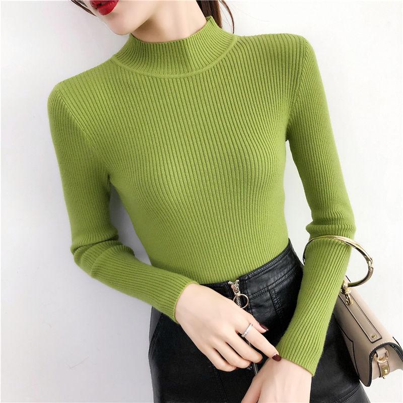 Вязаные свитера для женщин Pull Femme Тонкие удобные водолазки с длинными рукавами XXL beige simclm