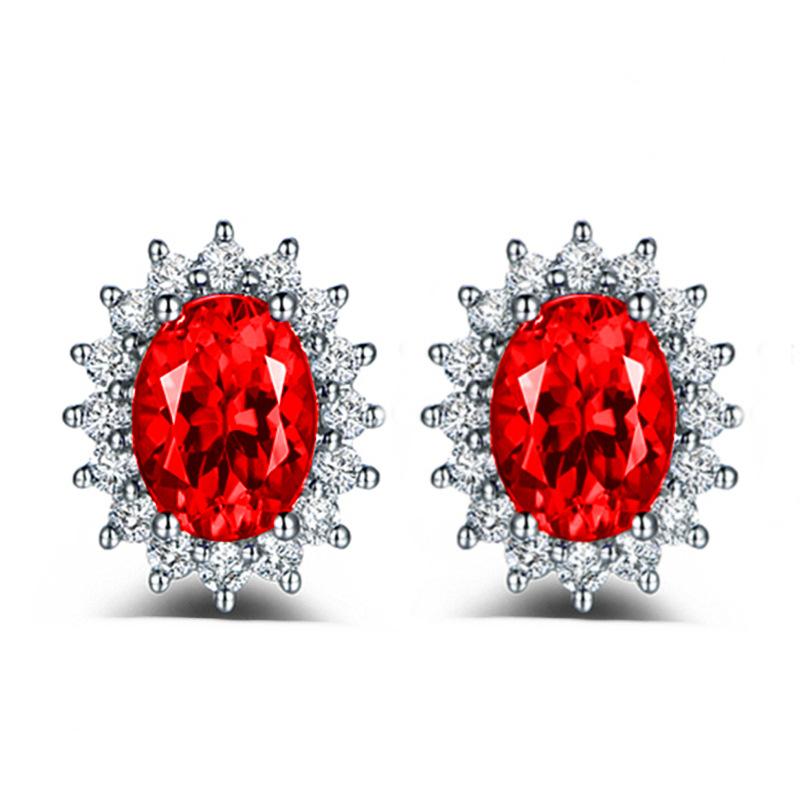 Модные роскошные серьги Caibao с инкрустацией бриллиантами и подсолнечником red FOXANRY Jewelry