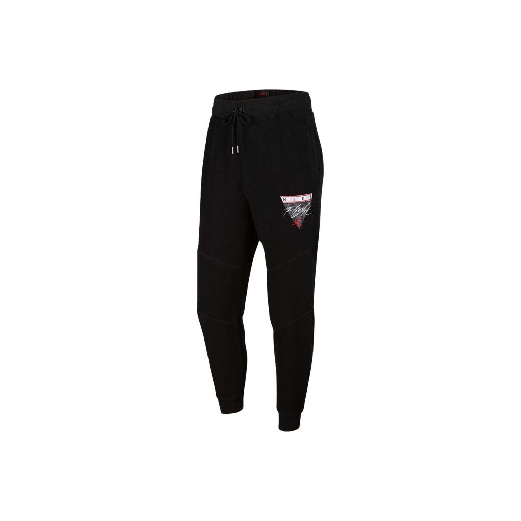 Jordan Triangle Flight Patch Logo Fitted Sweatpants Men Bottoms Black CZ1210-010 L white