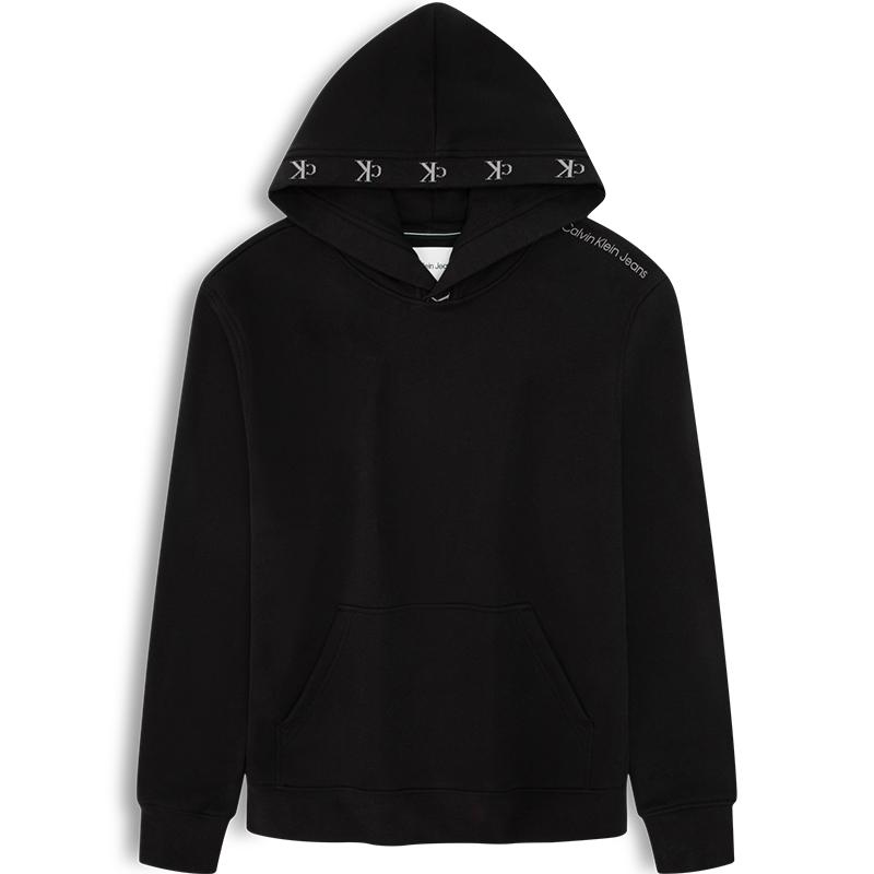 Calvin Klein Модная толстовка с капюшоном из флиса с жаккардовым узором и буквами, цвет «космический черный» ZM02448BEH S white