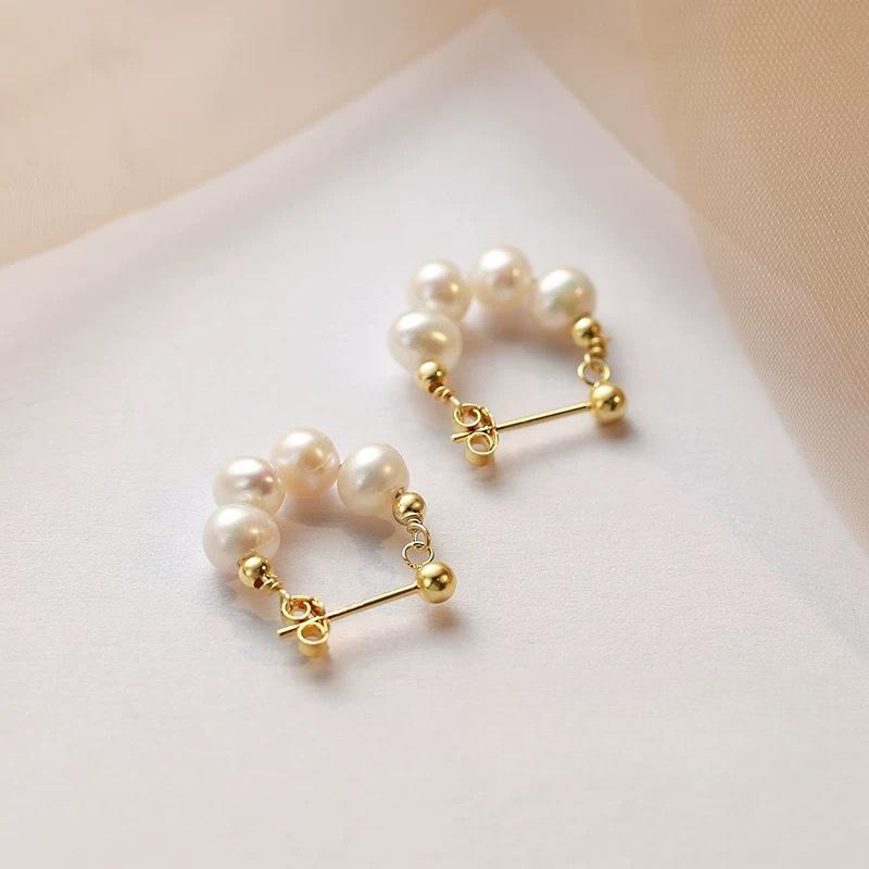 Pearl Earrings New Niche Women s Stud Earrings Sweet Light Luxury High-end Earrings beige Wipon