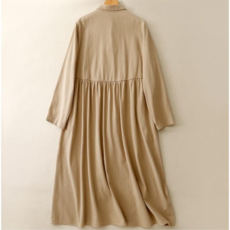 Осеннее платье - Платье длинного стиля M beige WomApparel