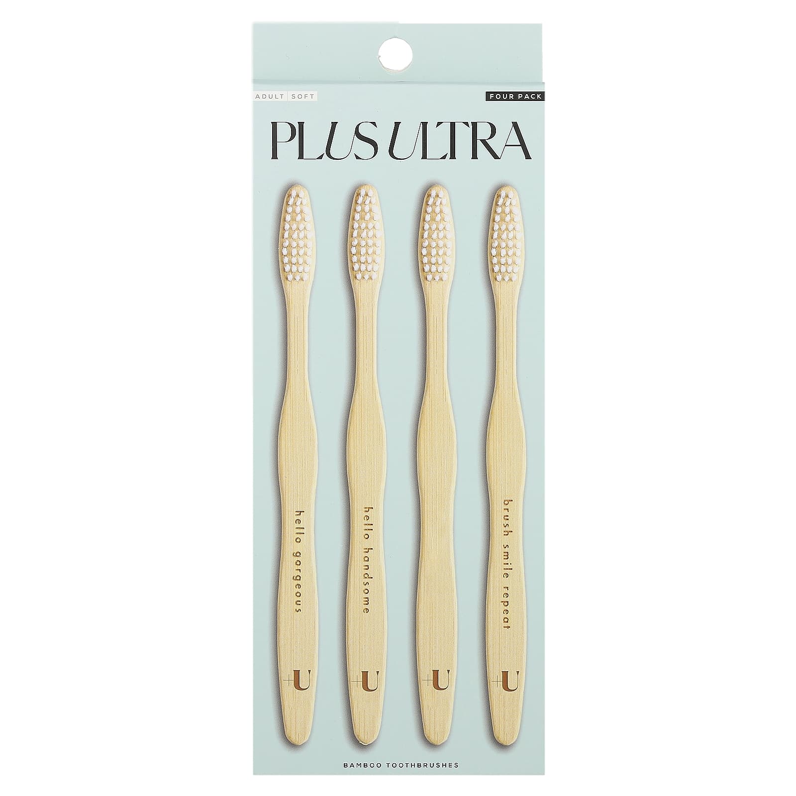 Plus Ultra, зубная щетка из бамбука, для взрослых, мягкая, 4 шт. в упаковке beige