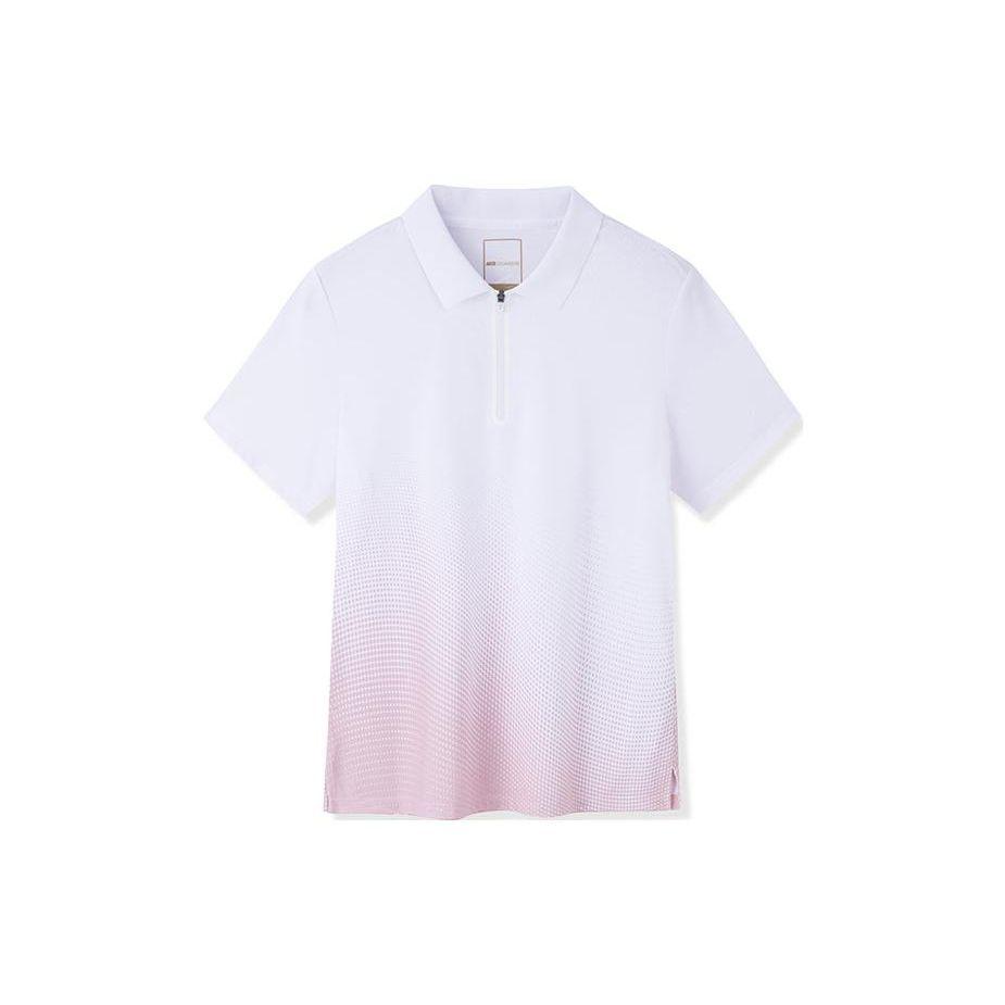 Anta Champion Series Gradient Logo Letter Pullover Polo Shirt Women tops Cloud-Mist-Pink 162320142-3 M white