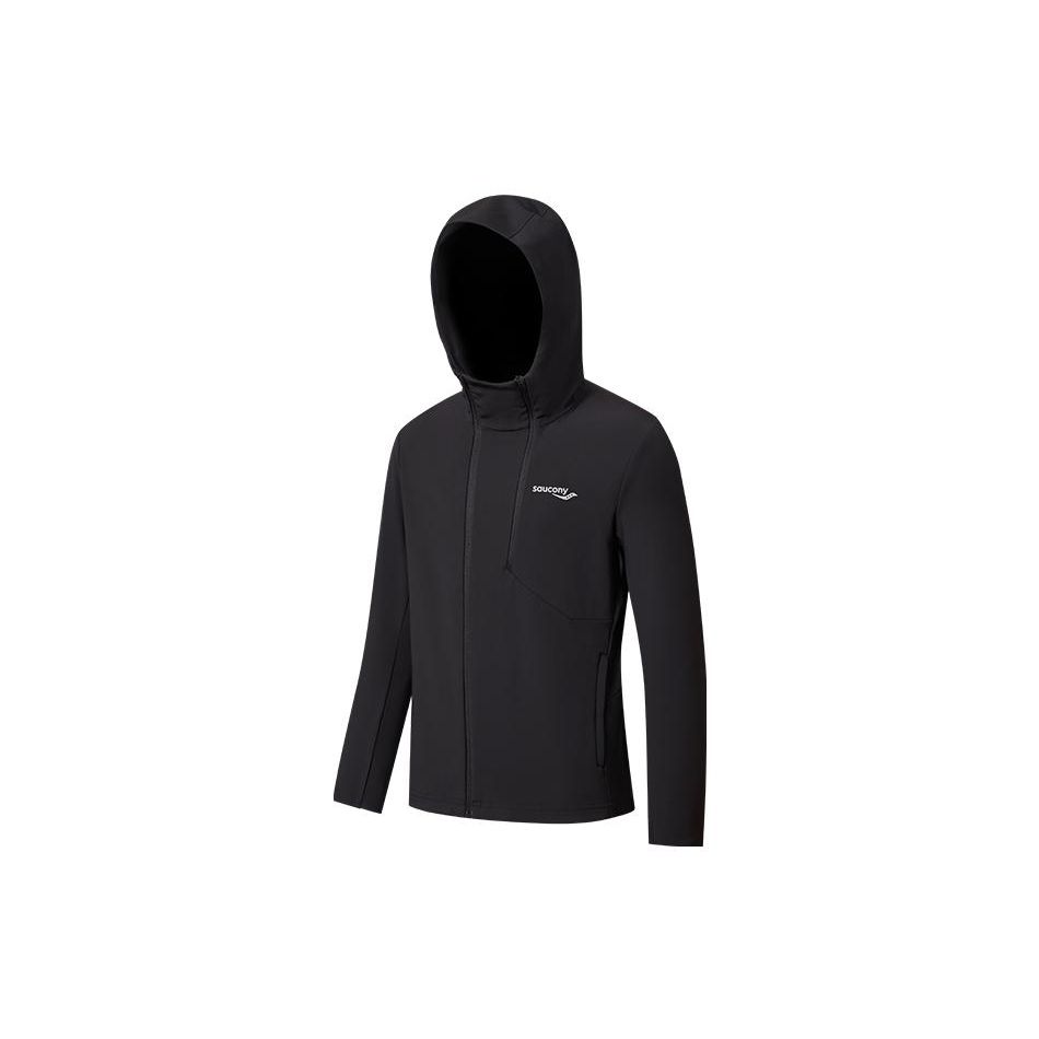 Saucony Solid Color Zip-Up Hooded Jacket Men Jackets Black SC2220103B-BK01 M black