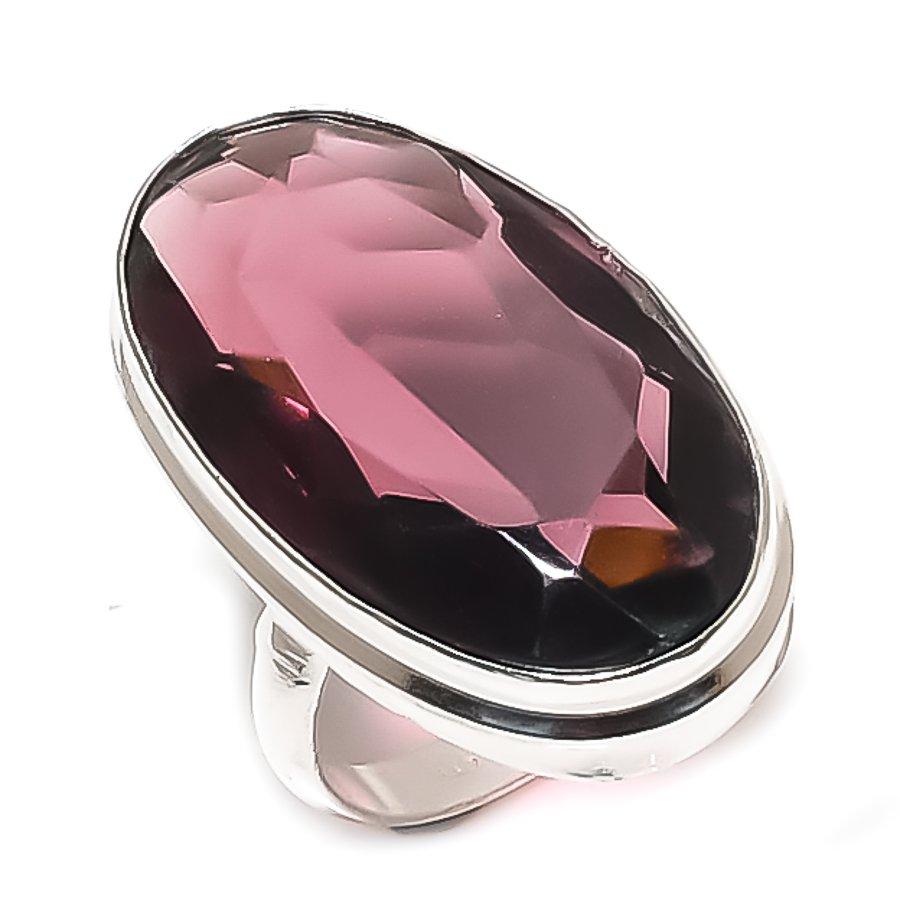 Кольцо из серебра 925 пробы с аметистом, размер 6 gray Madonnajewels