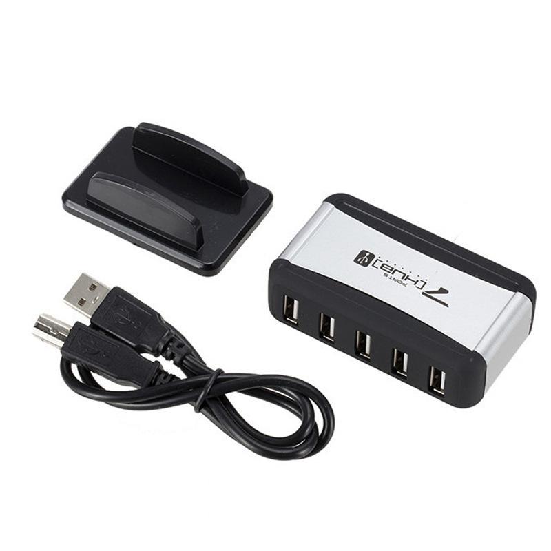 Вертикальный USB-хаб Мульти 7 портов USB 2.0 Сплиттер с адаптером питания Us Plug black NailArt