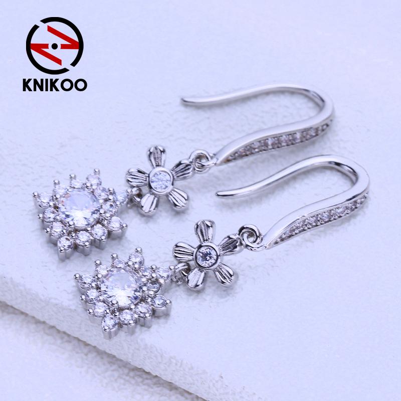 KNIKOO серьги-клипсы для женщин с кубическим цирконием, модные длинные серьги-капли, ювелирные изделия для свадебной вечеринки, подарки A gray