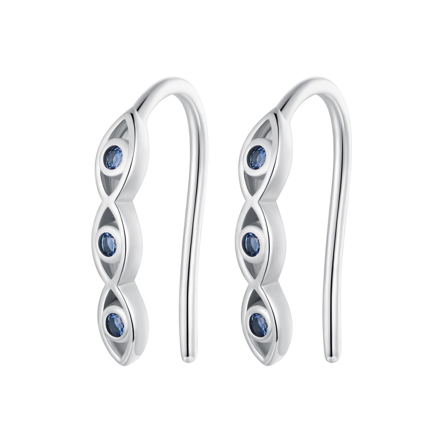 Серьги-крючки Three Devil s Eye Hook, синие циркониевые серьги-манжеты из стерлингового серебра 925 пробы синий Umcho