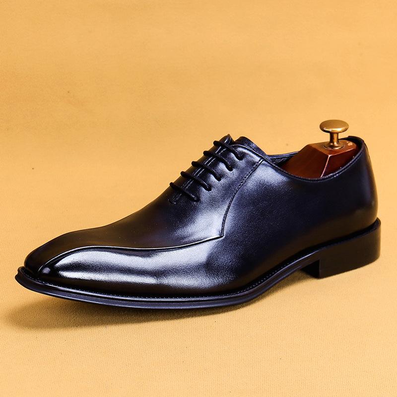 Туфли Stall Leather Мужские туфли из натуральной кожи Официальные мужские туфли Импортные туфли-оксфорды Square Head 37 чёрный GIRLSIII SHOES