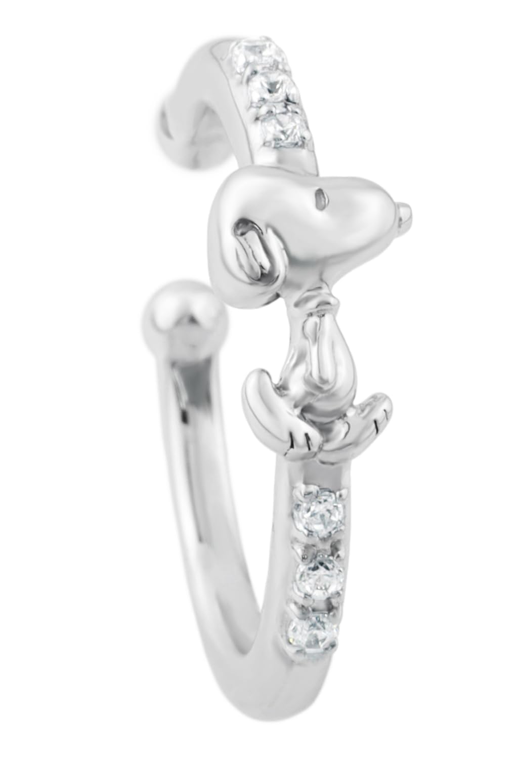 Ограниченный набор футляров для ювелирных изделий Snoopy Zirconia Ear Cuff 1P Single Ear Clip Silver 925 PEANUTS Official Official Goods [Shinjuku Ginnokura] Non-pircing серебряный AniWorld