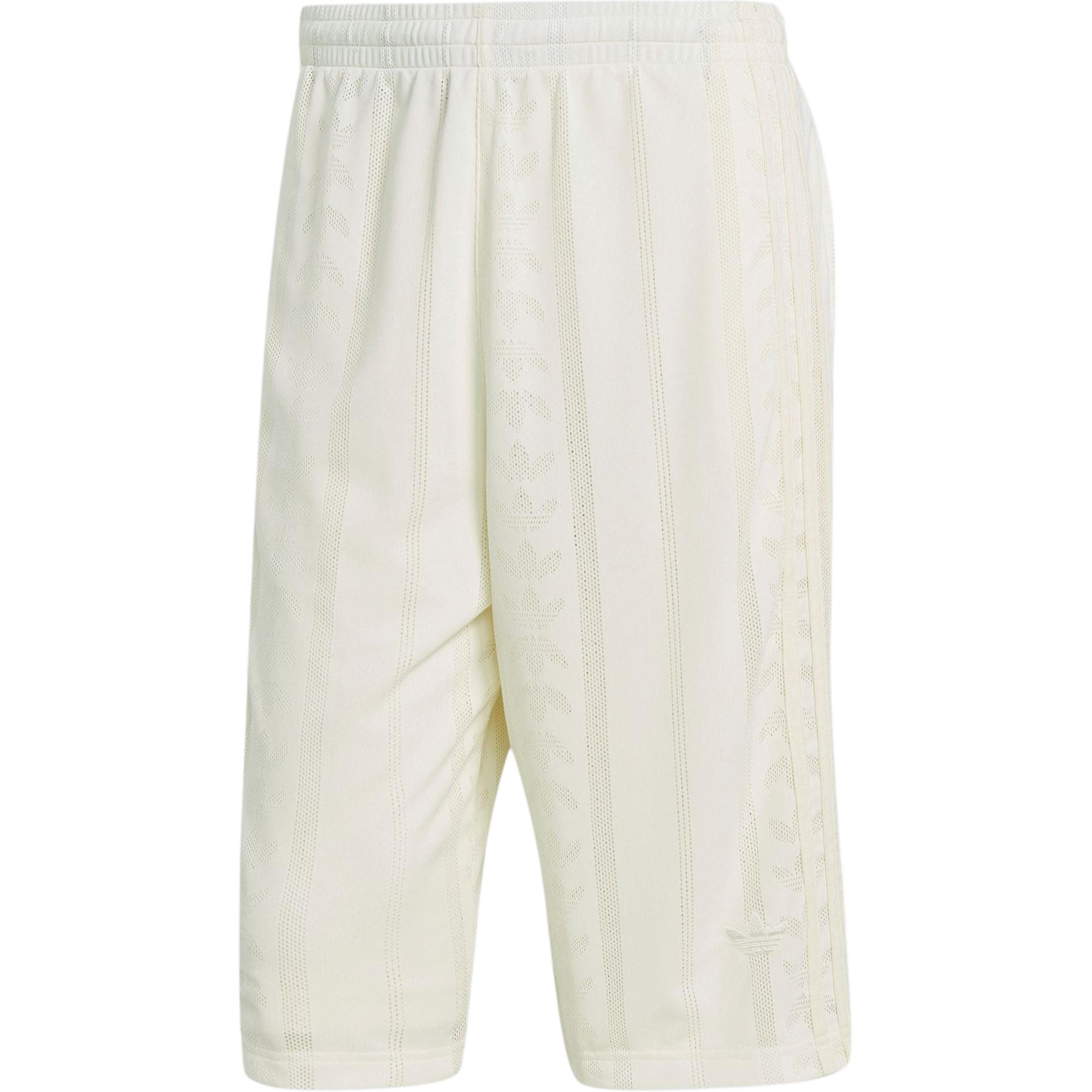 Adidas Originals Fashion Mesh Shorts With All Over Logo Solid Color Mid Rise Loose Fit Casual Shorts Men Shorts Ivory IT7508 S white