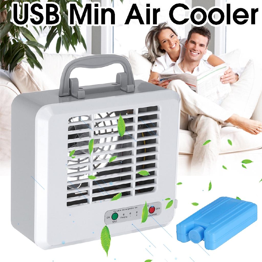 Портативный мини-кондиционер с 3 скоростями, USB-вентилятор для охлаждения, тихий, быстро охлаждающий, для дома и офиса, перезаряжаемый, мини-настольный вентилятор-охладитель, серый gray Pro DIY Tool